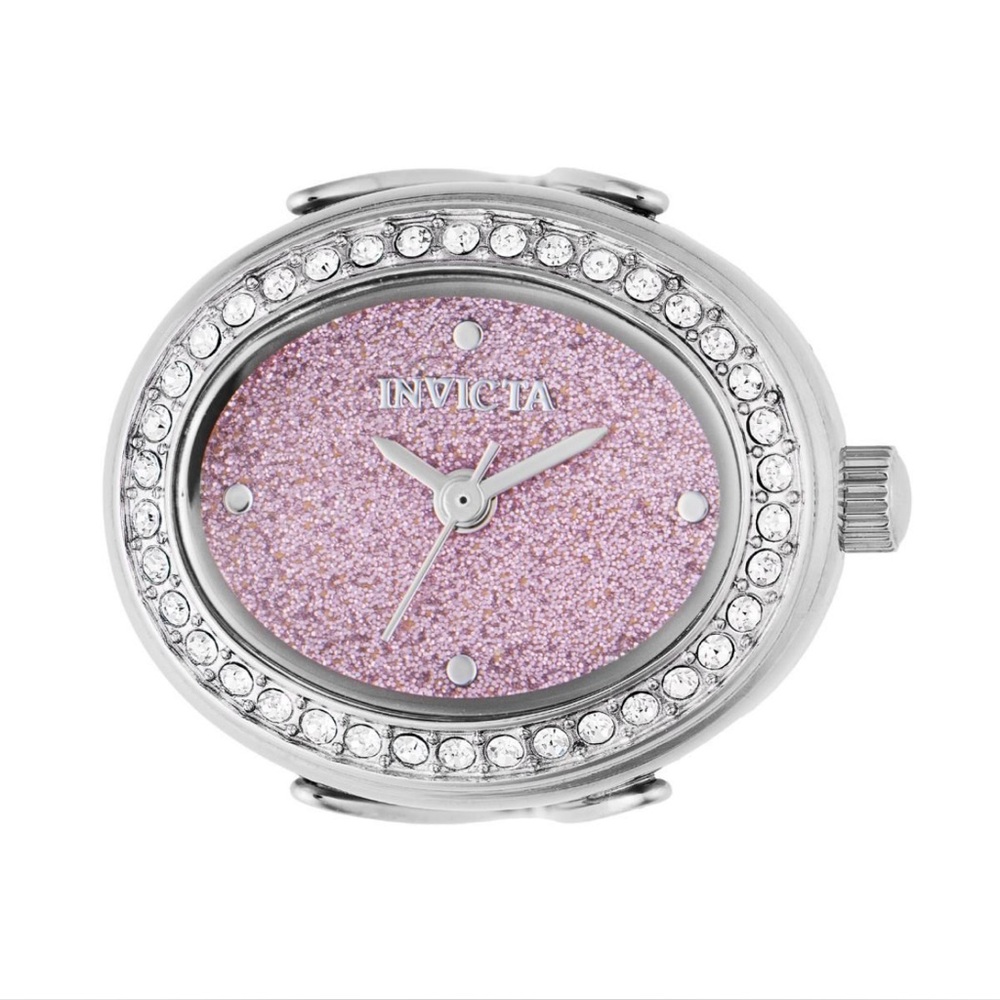 Invicta Silver-Tone Watch Head with Pink Glitter Dial